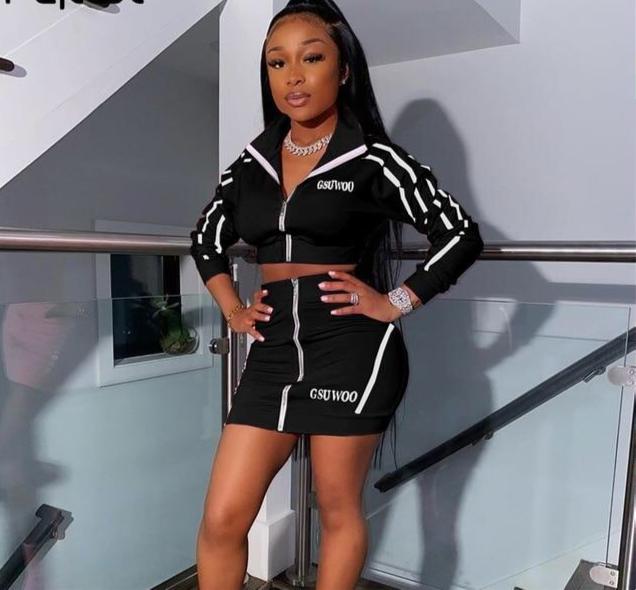 Two Piece Set Neon Outfits 2 Piece Skirt Set Tracksuit - Biwav