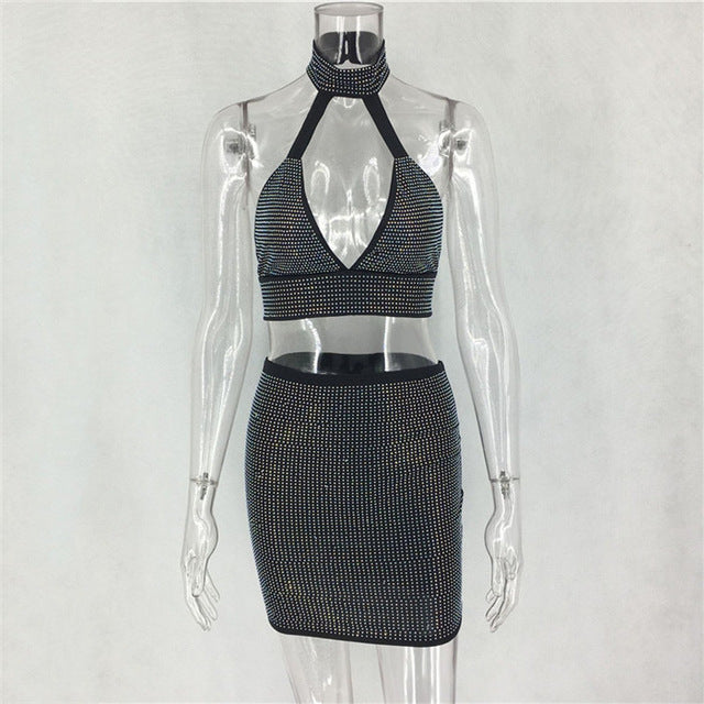 Halter Neck Tank Top And Bodycon Mini Skirt Set main image 0