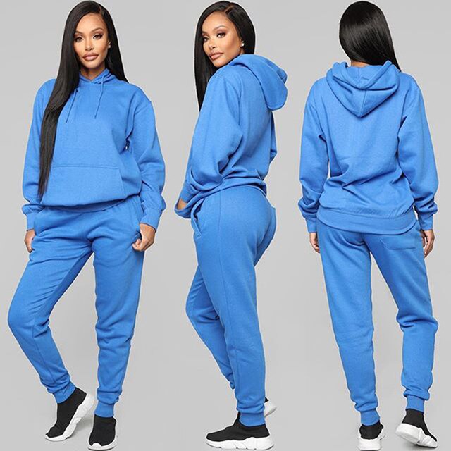 Women Hooded sweatshirt+pants Two Piece Set - Biwav