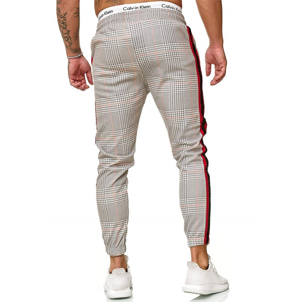 2022 Hot Men&#39;s Stripe Pants Casual Loose Pencil Pants Slim Fit Plaid Side Stripe Skinny Jogger Casual High Quality Pants