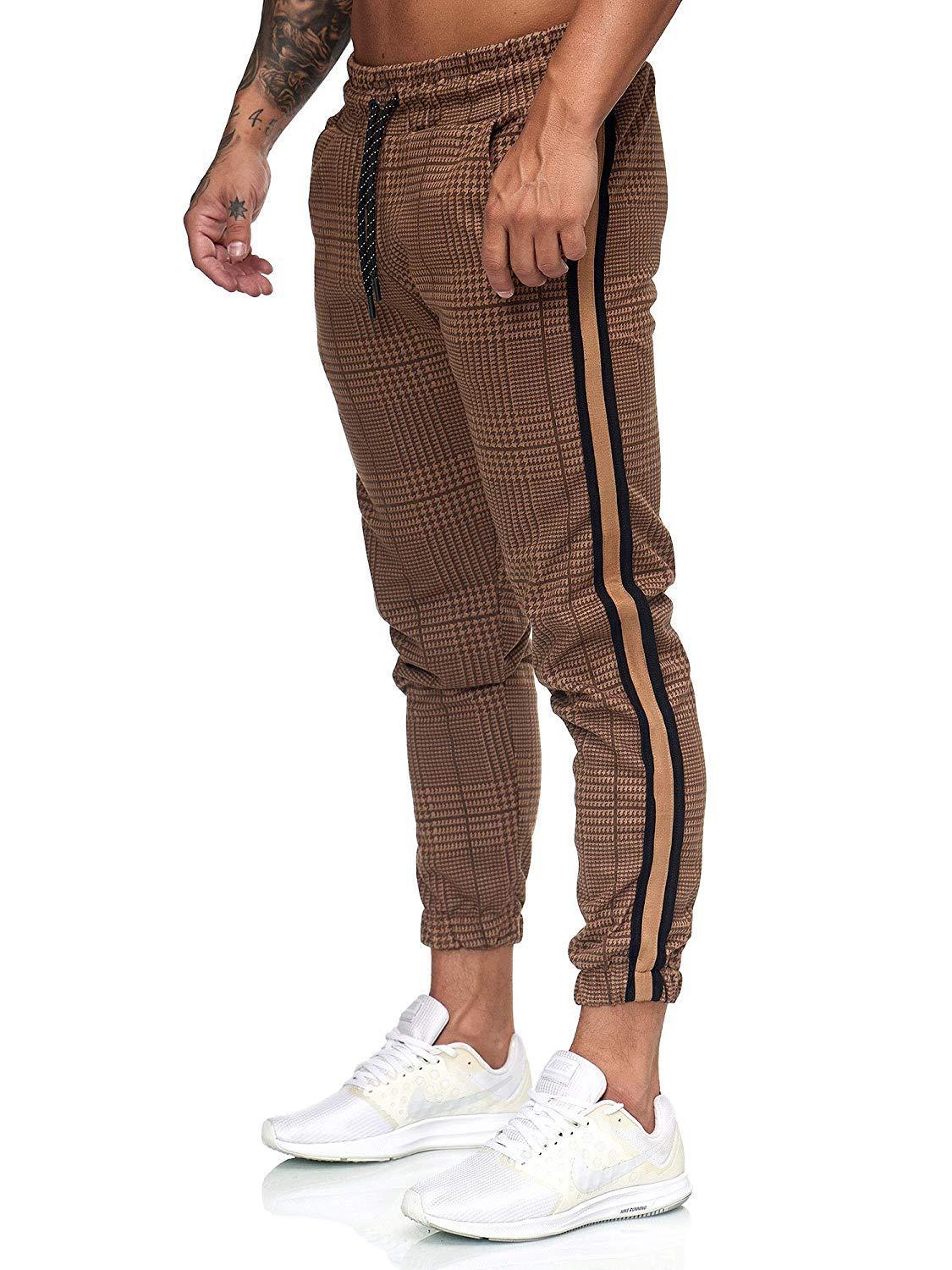 2022 Hot Men's Stripe Pants Casual Loose Pencil Pants Slim Fit Plaid Side Stripe Skinny Jogger Casual High Quality Pants - Bwavii 
