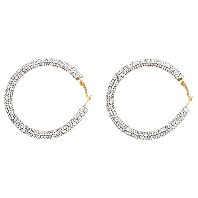 Rainbow Crystal Hoop Earrings - Biwav