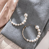 Trend Simulation Pearl Long Earrings Female White Round Pearl Wedding Pendant Earrings Fashion Korean Jewelry Earrings - Biwav