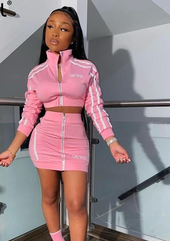 Two Piece Set  Neon Outfits 2 Piece Skirt Set Tracksuit - Biwav