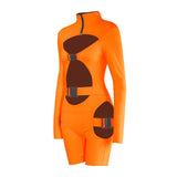 Neon Color Bodysuit Sexy Hollow Out Buckle Biker - Biwav