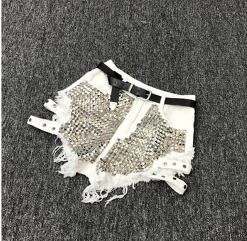 Rivet denim shorts NEW summer women high waist loose tassel jeans shorts - Biwav