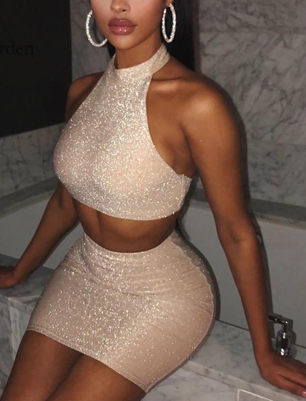Halter Backless Sexy Skirt Set - Biwav