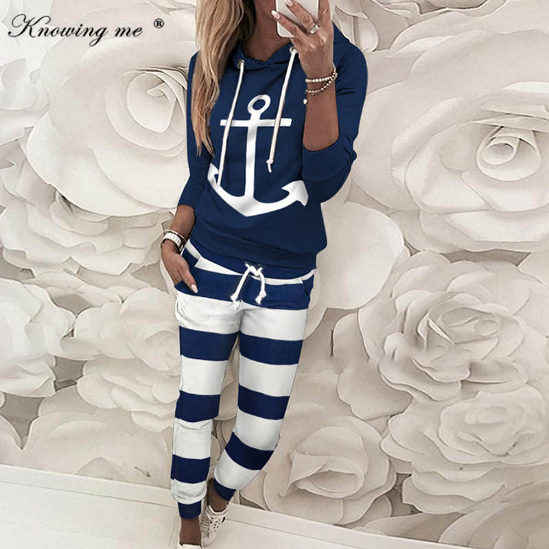 Drawstring Hooded Tracksuits casual long sleeve Slinky Pant 2 Piece - Biwav