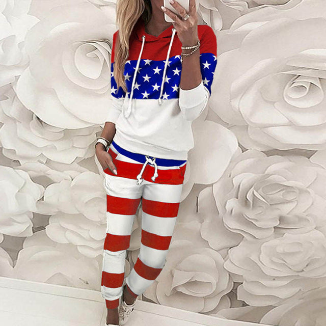 Drawstring Hooded Tracksuits casual long sleeve Slinky Pant 2 Piece - Biwav