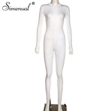Rompers Women’s Zipper Activewear Long Sleeve Skinny Solid Jumpsuits - Biwav