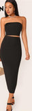 Tubo Solid Nero Crop Top women 2pics set - Biwav