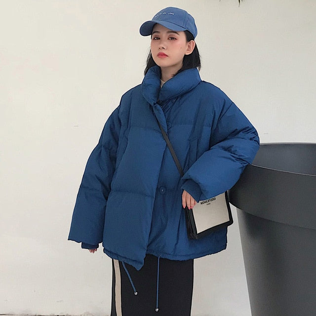 Female Down Coat Loose Oversized Womens Short Parka - Biwav