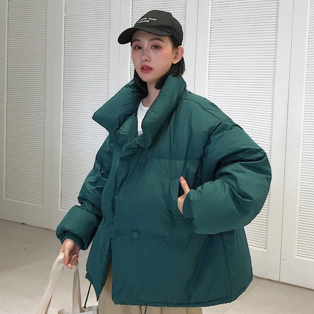 Female Down Coat Loose Oversized Womens Short Parka - Biwav