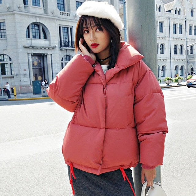 Female Down Coat Loose Oversized Womens Short Parka - Biwav
