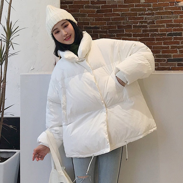 Female Down Coat Loose Oversized Womens Short Parka - Biwav