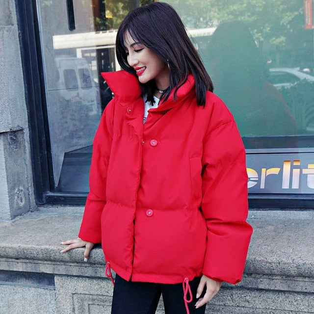 Female Down Coat Loose Oversized Womens Short Parka - Biwav