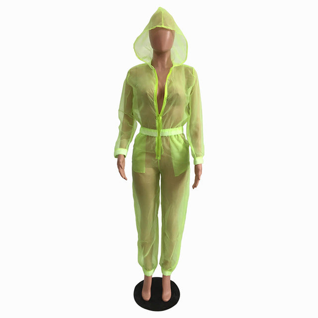Women Transparent Neon Color Jumpsuit - Biwav