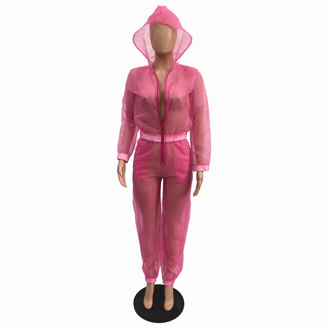 Women Transparent Neon Color Jumpsuit - Biwav