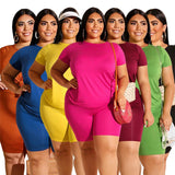 Plus Size 2 Piece Set Women Summer Casual Loose Shirt+Shorts - Bwavii 