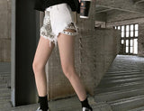 Rivet denim shorts NEW summer women high waist loose tassel jeans shorts - Biwav