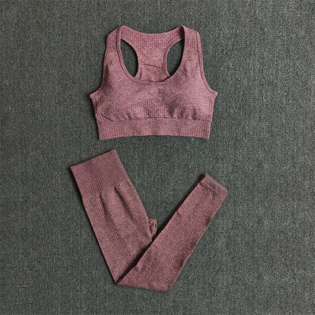Seamless Yoga Set Fitness Sports Suit Leggings Workout Pants - Biwav