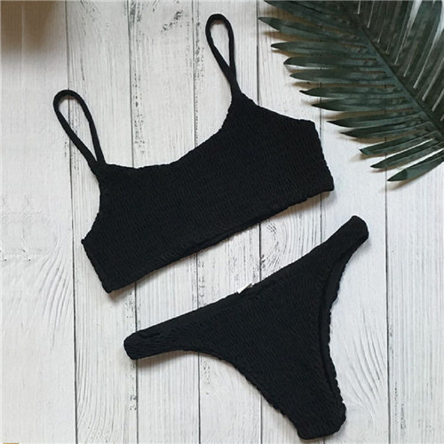 Sexy girls Bikini Push-up Pleated triangle with Push-up Bra Set - Biwav