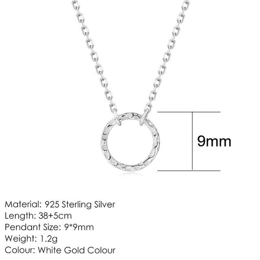 14K Gold Plated 925 Sterling Silver Necklace Hammer Pattern Pendant Fine Jewelry Choker Chain - Biwav