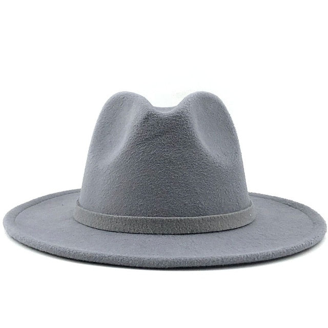 Wide Brim Wool Felt Jazz Fedora Hats - Biwav