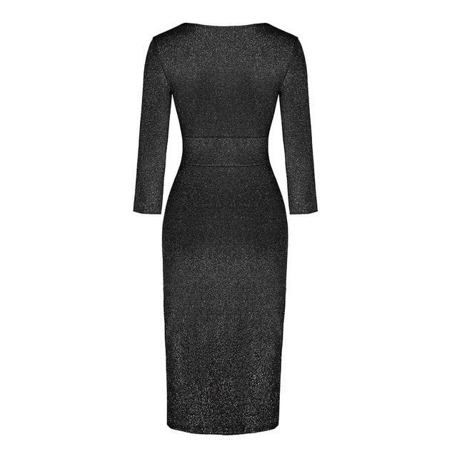 Women Dress Women Fashion V-Neck High Slit Bodycon