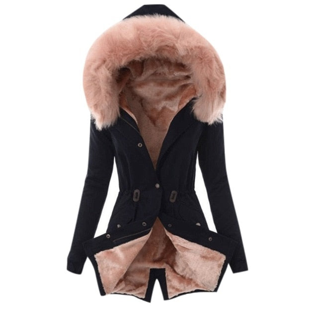 Female Trench Winter Thicken Fur Lining Coat