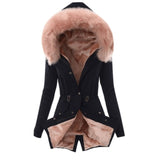Female Trench Winter Thicken Fur Lining Coat - Bwavii 