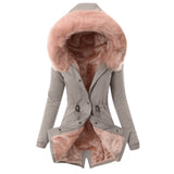 Female Trench Winter Thicken Fur Lining Coat - Bwavii 