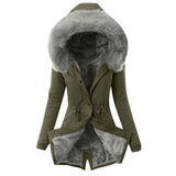 Female Trench Winter Thicken Fur Lining Coat - Bwavii 