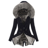 Female Trench Winter Thicken Fur Lining Coat - Bwavii 