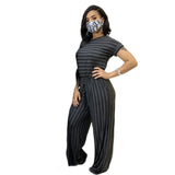 Plus Size Women Casual Loose Stripe Jumpsuit - Bwavii 