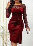 Casual Plus Size Slim Velvet Office Pencil Dress - Bwavii 