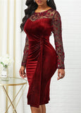 Casual Plus Size Slim Velvet Office Pencil Dress - Bwavii 