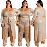 New Plus Size Women Set Gold Lace Up Suit Set - Bwavii 