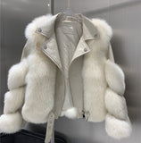 Fox Fur Coats With Genuine Sheepskin Leather - Bwavii 