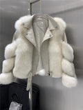 Fox Fur Coats With Genuine Sheepskin Leather - Bwavii 