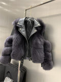 Fox Fur Coats With Genuine Sheepskin Leather - Bwavii 