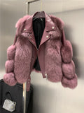 Fox Fur Coats With Genuine Sheepskin Leather - Bwavii 